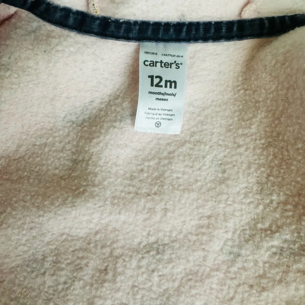 Carter’s Floral Zip up Fleece Jumpsuit of baby 12 mo GUC